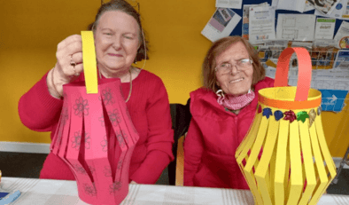 Service Users with hand made paper lanterns